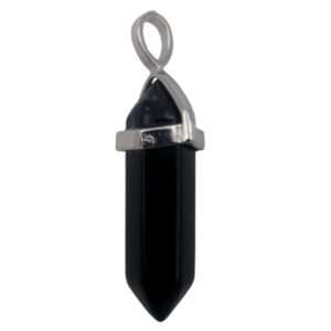 pendentif onyx noir à pointes biterminées