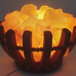 Lampe corbeille en sel d'Himalaya